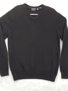 Vintage Esprit Sweater Mens XL Black Knit Merino Wool Long Sleeve V-Neck